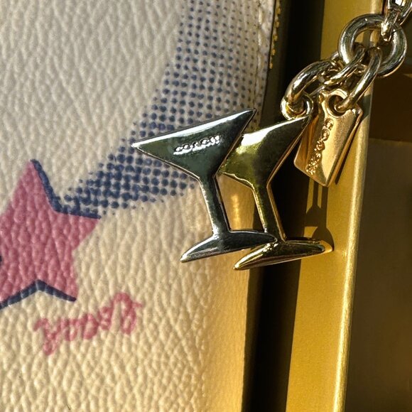 Coach Boxed Corner Zip Wristlet With Disco Star Print Pouch Bag & Charms Set NEW - Picture 8 of 13